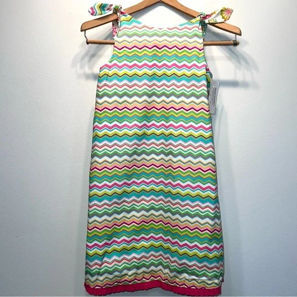 NEW Girl Handmade Floral & Stripe Cotton Reversible  Sundress Sz 8 Shoulder Ties - Picture 5 of 8